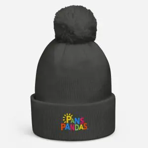 Embroidered pom pom beanie