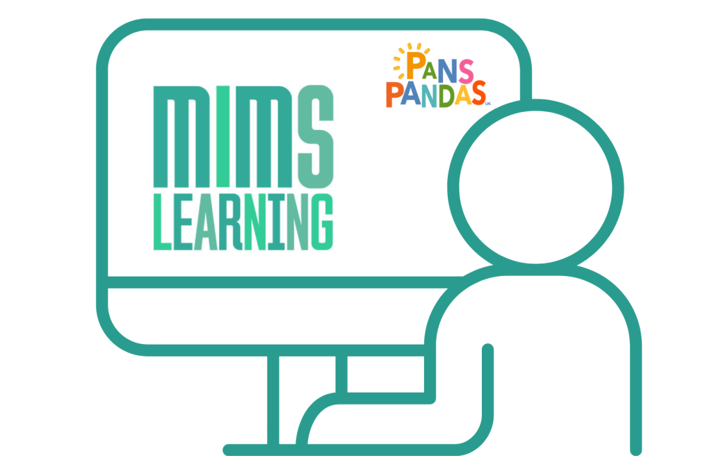 Outline of a person at a computer desk accessing the MIMS online module