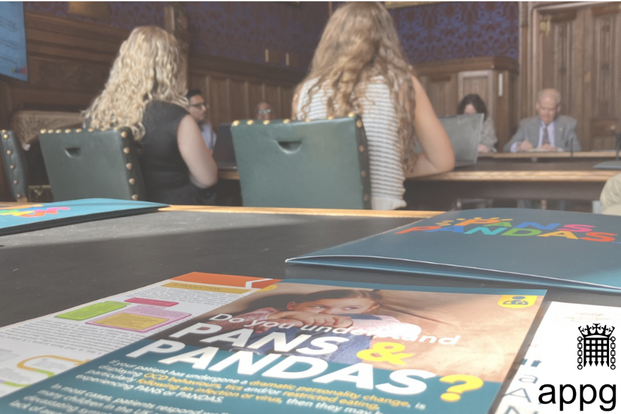 Photograph of APPG meeting and PANS PANDAS UK resources